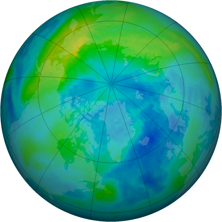 Arctic ozone map for 07 October 1992
